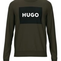 Hugo Pullover Duragol222 aus Baumwoll-Terry mit rotem Logo-Print oliiv 303