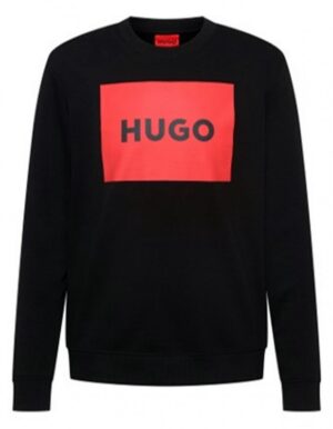 Hugo Pullover Duragol222 aus Baumwoll-Terry mit rotem Logo-Print schwarz 002