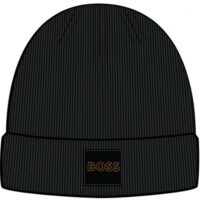 Hugo Boss Gerippte Mütze FOXXY-1 mit Logo-Aufnäher aus Silikon schwarz 001 Hugo Boss Gerippte Mütze FOXXY-1 mit Logo-Aufnäher aus Silikon schwarz 001