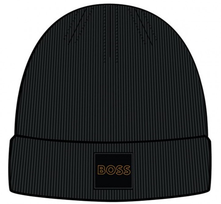 Hugo Boss Gerippte Mütze FOXXY-1 mit Logo-Aufnäher aus Silikon schwarz 001 Hugo Boss Gerippte Mütze FOXXY-1 mit Logo-Aufnäher aus Silikon schwarz 001