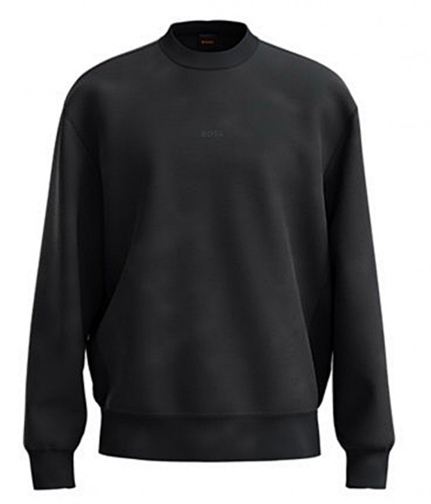 Hugo Boss Herren Wefade Sweatshirt mit Gummierten Logo Schwarz 002 Hugo Boss Herren Wefade Sweatshirt mit Gummierten Logo Schwarz 002