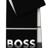 Hugo Boss Schal Aloki_Scarf mit Logo und Streifen aus weichen Wollgemisch schwarz 001 Hugo Boss Schal Aloki_Scarf mit Logo und Streifen aus weichen Wollgemisch schwarz 001