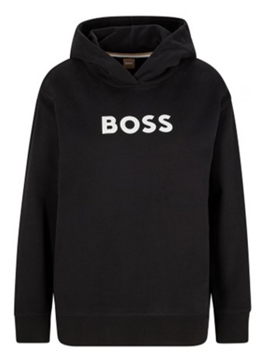 Hugo Boss Kapuzen-Sweatshirt aus Baumwolle-Terry mit kontrastierendem Logo schwarz 001 Hugo Boss Kapuzen-Sweatshirt aus Baumwolle-Terry mit kontrastierendem Logo schwarz 001