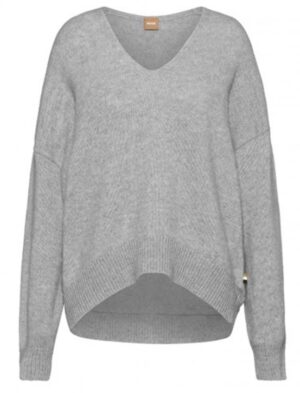 Hugo Boss Relaxed-Fit Pullover Pullover C_Fondianan mit Alpaka-Anteil und V-Ausschnitt grau 040
