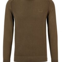 Hugo Boss Strukturierter Pullover Kesom aus Baumwolle und Kaschmir mit Web-Etikett oliv 308