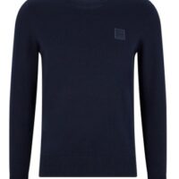 Hugo Boss Pullover Kanovano aus Baumwolle und Kaschmir mit Rundhalsausschnitt und Logo dunkelblau 404 Hugo Boss Pullover Kanovano aus Baumwolle und Kaschmir mit Rundhalsausschnitt und Logo dunkelblau 404