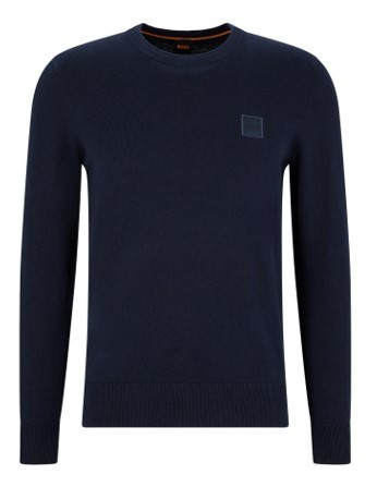 Hugo Boss Pullover Kanovano aus Baumwolle und Kaschmir mit Rundhalsausschnitt und Logo dunkelblau 404 Hugo Boss Pullover Kanovano aus Baumwolle und Kaschmir mit Rundhalsausschnitt und Logo dunkelblau 404