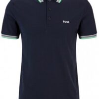 Hugo Boss Poloshirt Paddy aus Bio-Baumwolle mit geschwungenem Logo dunkelblau 407 Hugo Boss Poloshirt Paddy aus Bio-Baumwolle mit geschwungenem Logo dunkelblau 407
