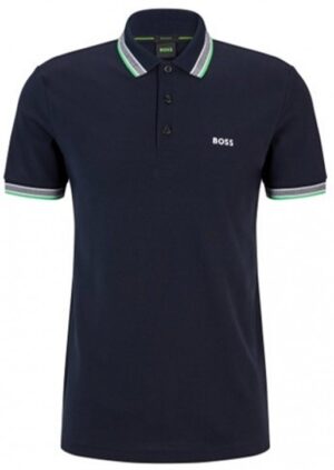 Hugo Boss Poloshirt Paddy aus Bio-Baumwolle mit geschwungenem Logo dunkelblau 407