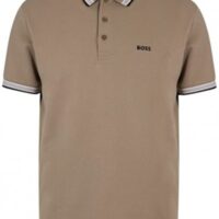 Hugo Boss Poloshirt Paddy aus Bio-Baumwolle mit geschwungenem Logo khaki 334 Hugo Boss Poloshirt Paddy aus Bio-Baumwolle mit geschwungenem Logo khaki 334