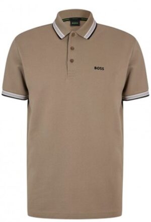 Hugo Boss Poloshirt Paddy aus Bio-Baumwolle mit geschwungenem Logo khaki 334