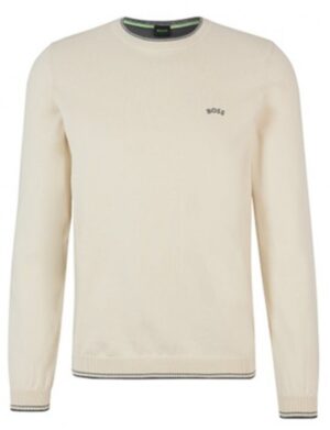 Hugo Boss Regular-Fit Pullover Ritom_W22 aus Bio-Baumwolle mit geschwungenem Logo weiß 131
