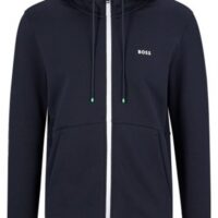 Hugo Boss Kapuzenjacke Saggy 1 aus Baumwoll-Mix mit Reißverschluss und eingesetzten Logo-Tapes dunkelblau 402 Hugo Boss Kapuzenjacke Saggy 1 aus Baumwoll-Mix mit Reißverschluss und eingesetzten Logo-Tapes dunkelblau 402