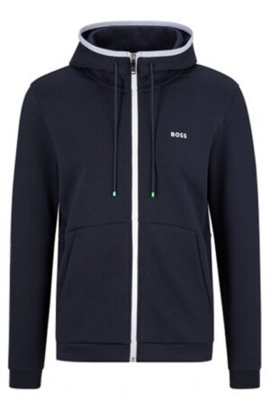 Hugo Boss Kapuzenjacke Saggy 1 aus Baumwoll-Mix mit Reißverschluss und eingesetzten Logo-Tapes dunkelblau 402