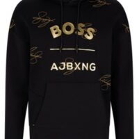 Hugo Boss Relaxed-Fit Kapuzen-Sweatshirt Sly AJ aus Bio-Baumwolle mit Logo der Kooperation schwarz 001