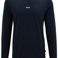 Hugo Boss Regular-Fit Longsleeve TChark aus Stretch-Baumwolle mit kontrastierendem Logo dunkelblau 404