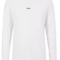 Hugo Boss Regular-Fit Longsleeve TChark aus Stretch-Baumwolle mit kontrastierendem Logo weiß 100