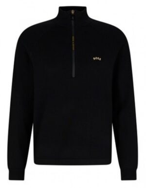 Hugo Boss Pullover ZAVE_AJ Regular Fit mit Reißverschluss und kollaborativem Branding schwarz 001