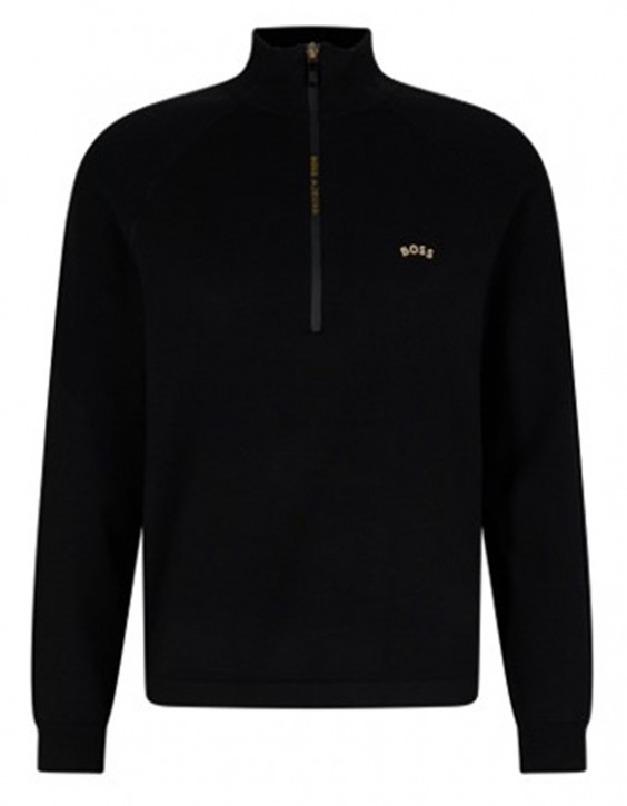 Hugo Boss Pullover ZAVE_AJ Regular Fit mit Reißverschluss und kollaborativem Branding schwarz 001 Hugo Boss Pullover ZAVE_AJ Regular Fit mit Reißverschluss und kollaborativem Branding schwarz 001