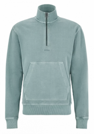 Hugo Boss Herren Troyer Zefadehalf Sweatshirt mit Reißverschluß grau 090