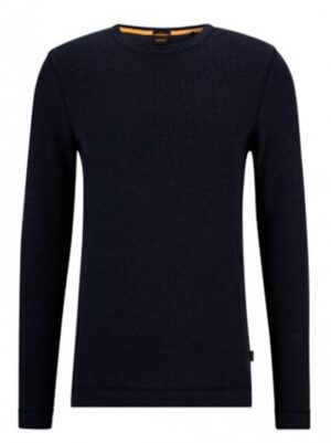Hugo Boss Slim-Fit Longsleeve Tempest aus Baumwolle mit Waffelstruktur dunbkelblau 404