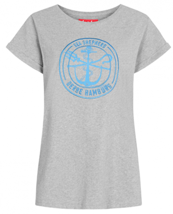 Derbe Barbe Sea Shepherd Gots Organic Damen Shirt Grey Melange Grau Derbe Barbe Sea Shepherd Gots Organic Damen Shirt Grey Melange Grau