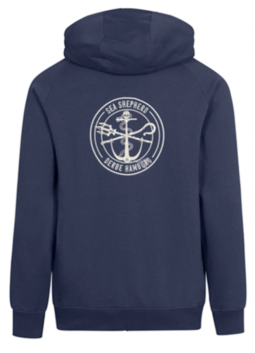 Derbe Seehase Sea Shepherd Gots Organic Damen Kapuzen Sweatjacke navy off white Derbe Seehase Sea Shepherd Gots Organic Damen Kapuzen Sweatjacke navy off white