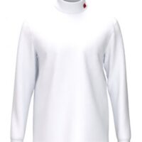 Hugo Longsleeve aus Stretch-Baumwolle mit Rollkragen Derollo224 und rotem Logo-Etikett weiß 100