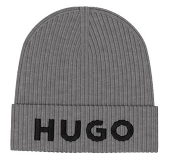 Hugo Unisex-Mütze Unisex-X565-3 aus Schurwolle mit Logo-Stickere grau 069 Hugo Unisex-Mütze Unisex-X565-3 aus Schurwolle mit Logo-Stickere grau 069