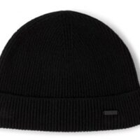Hugo Gerippte Mütze XAMIR 3 aus nachhaltigem Kaschmir mit Logo-Badge schwarz 001 Hugo Gerippte Mütze XAMIR 3 aus nachhaltigem Kaschmir mit Logo-Badge schwarz 001