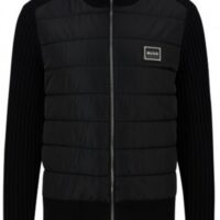 Hugo Hybride Relaxed-Fit Strickjacke Scabro mit Logo mit Metallrahmen schwarz 001