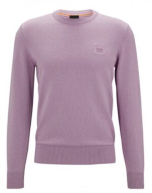 Hugo Boss Pullover Kanovano aus Baumwolle und Kaschmir mit Rundhalsausschnitt und Logo Flieder 536