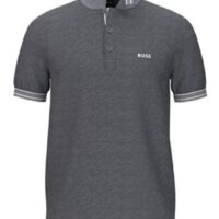Hugo Boss Poloshirt Paddy aus Bio-Baumwolle mit geschwungenem Logo grau 032 Hugo Boss Poloshirt Paddy aus Bio-Baumwolle mit geschwungenem Logo grau 032