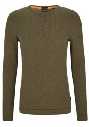 Hugo Boss Slim-Fit Longsleeve Tempest aus Baumwolle mit Waffelstruktur dunkelgrün 308