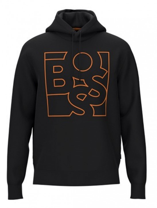 Hugo Boss Herren Kapuzen Sweatshirt Weboxy mit Artwork Schriftzug schwarz 001 Hugo Boss Herren Kapuzen Sweatshirt Weboxy mit Artwork Schriftzug schwarz 001