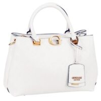 Guess Damen Handtasche Handtasche G Vibe Girlfriend Satchel weiß stone logo