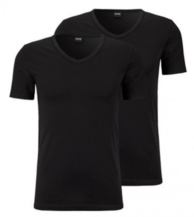 Boss Zweier-Pack TShirtVN 2P Modern aus Stretch-Baumwolle mit Logo schwarz 001 Hugo Boss Zweier-Pack TShirtVN 2P Modern aus Stretch-Baumwolle mit Logo schwarz 001