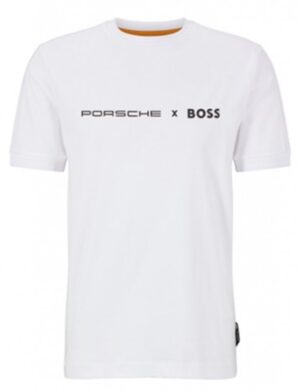 Hugo Boss Porsche x BOSS Slim-Fit T-Shirt mit exklusivem Branding weiß 100