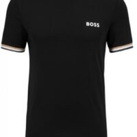 Hugo BOSS x Matteo Berrettini T-Shirt mit Rundhalsausschnitt, Logo und charakteristischen Streifen schwarz 001