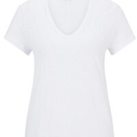 Boss T-Shirt C_Eslenza aus strukturierter Bio-Baumwolle mit V-Ausschnitt weiß 100