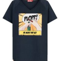 DERBE Plopp Damen T-Shirt Comic Navy Dunkelblau Nachhaltig 010 DERBE Plopp Damen T-Shirt Comic Navy Dunkelblau Nachhaltig 010