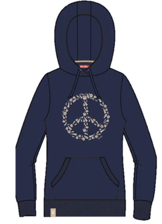 Derbe Peace Damen Hoody Kapuzenpullover Dunkelblau Forget Me Not Nachhaltig 010 Derbe Peace Damen Hoody Kapuzenpullover Dunkelblau Forget Me Not Nachhaltig 010