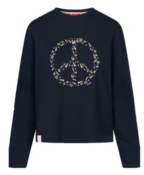 DERBE Peace Damen Longsleeve Peace Pullover Navy Dunkelblau Weiß Nachhaltig DERBE Peace Damen Longsleeve Peace Pullover Navy Dunkelblau Weiß Nachhaltig