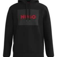 Hugo Kapuzenpullover Duratschi223 aus French Terry mit Logo-Print schwarz 007