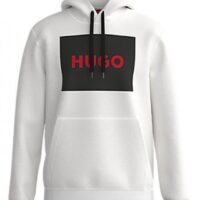 Hugo Kapuzenpullover Duratschi223 aus French Terry mit Logo-Print weiß 127