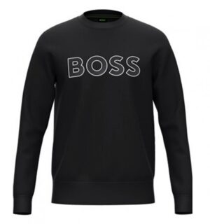 Boss Relaxed-Fit Sweatshirt Salbo aus Baumwoll-Mix mit Kontrast-Logo schwarz 001