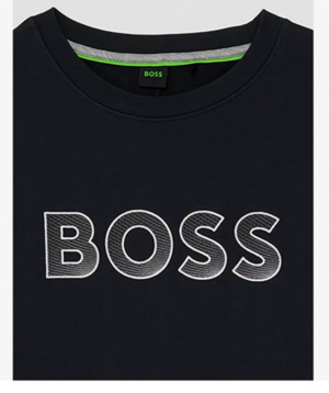 Boss Relaxed-Fit Sweatshirt Salbo aus Baumwoll-Mix mit Kontrast-Logo dunkelblau 402