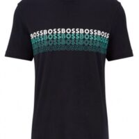 Boss T-Shirt aus Baumwolle TEE 2 mit Rundhalsausschnitt und mehrfarbigen Logos blau 402 Boss T-Shirt aus Baumwolle TEE 2 mit Rundhalsausschnitt und mehrfarbigen Logos blau 402