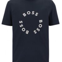 Boss T-Shirt Tee 4 aus Stretch-Baumwolle mit kreisförmigen Logo-Prints dunkelblau 402 Boss T-Shirt Tee 4 aus Stretch-Baumwolle mit kreisförmigen Logo-Prints dunkelblau 402