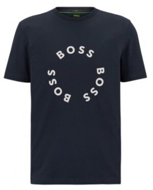 Boss T-Shirt Tee 4 aus Stretch-Baumwolle mit kreisförmigen Logo-Prints dunkelblau 402